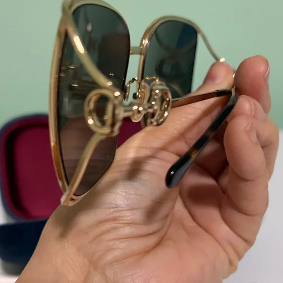 Gucci Women\'s Gold Frame Sunglasses with Dark Lenses Gucci Women main image 4